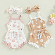 Baby Girl Summer Onepiece with Matching Bow Baby Vibes & Co.