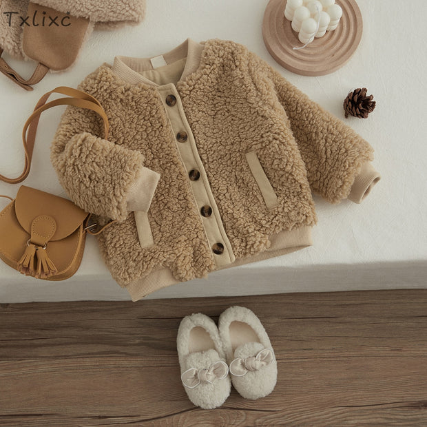 Baby Rindi Carmel Fuzzy Button Down Baby Vibes & Co.