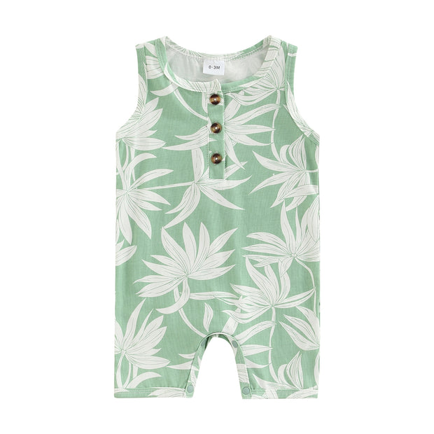 2022-03-01 Lioraitiin 0-12M Infant Baby Boy Girl Casual Romper Summer Sleeveless Printting O-Neck Snap Crotch Jumpsuit BABY VIBES & CO.