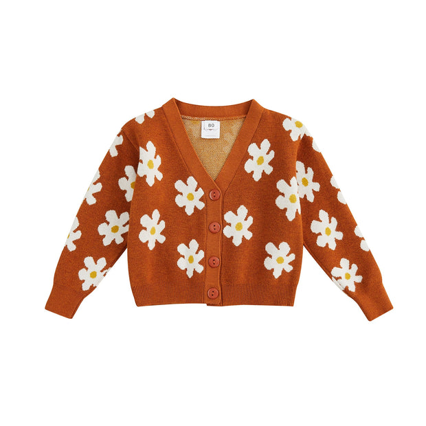 Toddlers Rustic Daisy Button Sweater Baby Vibes & Co.