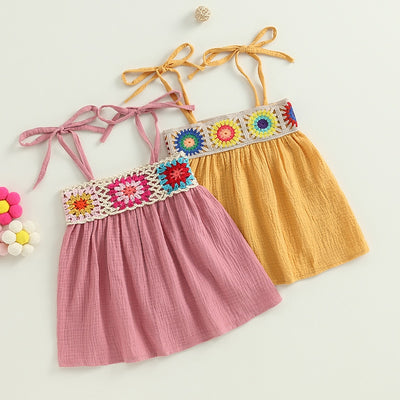 Crochet Embroidery Tie-Up Strap Baby/Toddler Dress Baby Vibes & Co.
