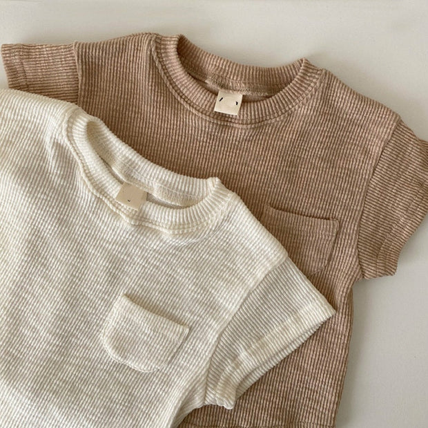 Soft Nuetral Tee + Matching Shorts Seperates Baby Vibes & Co.