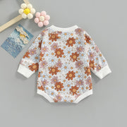 FOCUSNORM Infant Baby Girls Boys Cute Romper 0-24M Sunflowers Printing Long Sleeve Contrast Color Sweatshirt Jumpsuits BABY VIBES & CO.