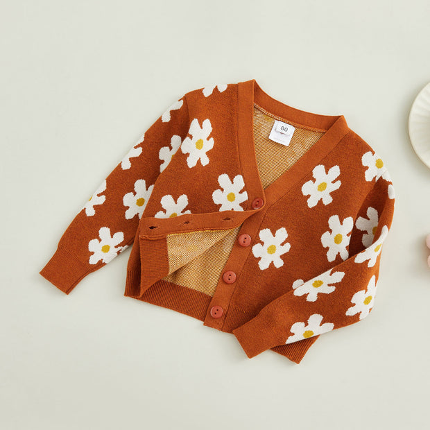 Toddlers Rustic Daisy Button Sweater Baby Vibes & Co.