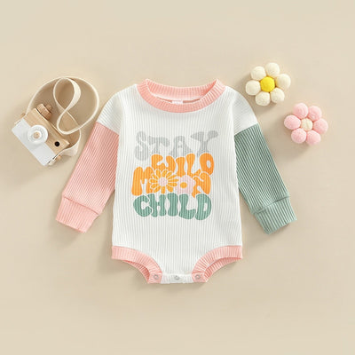 STAY WILD MOON CHILD BABY GIRL LONG SLEEVE WAFFLE ROMPER Baby Vibes & Co.