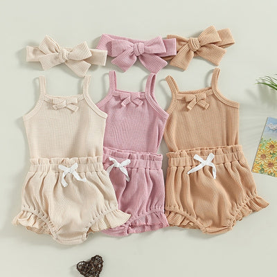 Baby Girl 2-Piece Summer Set with Matching Bow Headband Baby Vibes & Co.