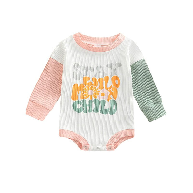 STAY WILD MOON CHILD BABY GIRL LONG SLEEVE WAFFLE ROMPER Baby Vibes & Co.