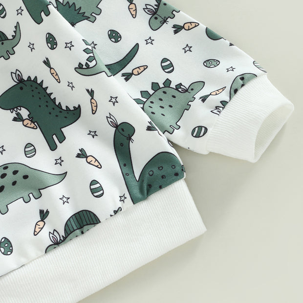 0-3T Dinosaur Print Sweatshirt + Drawstring Pants BABY VIBES & CO.