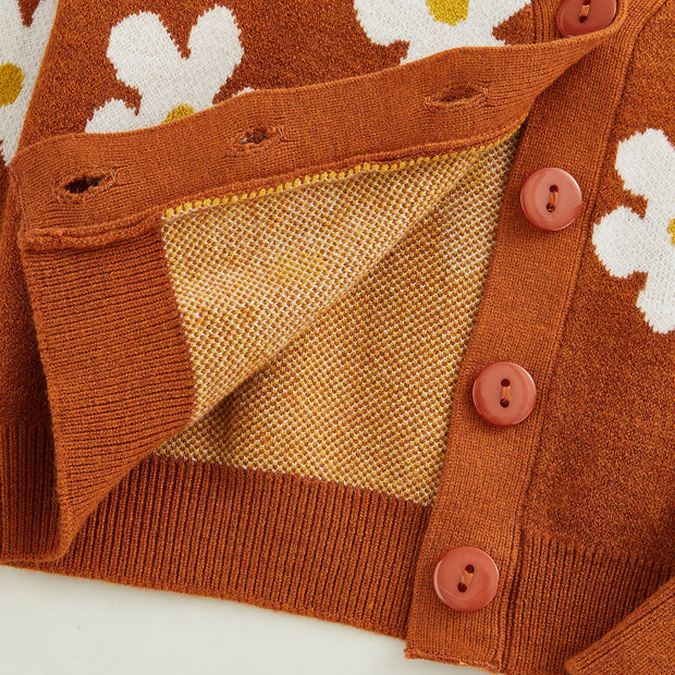 Toddlers Rustic Daisy Button Sweater Baby Vibes & Co.