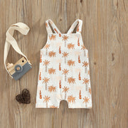 Summer Baby Suspender Jumpsuits Toddler Newborn Clothes Boys Girls Cotton Coconut Tree Print Strap Button Rompers Jumpsuits BABY VIBES & CO.
