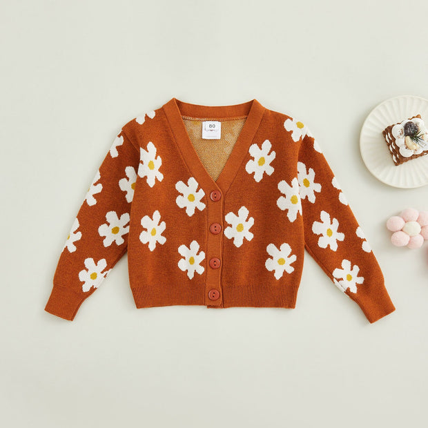 Toddlers Rustic Daisy Button Sweater Baby Vibes & Co.