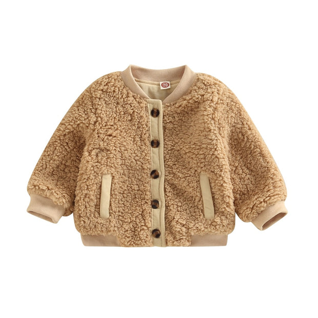 Baby Rindi Carmel Fuzzy Button Down Baby Vibes & Co.