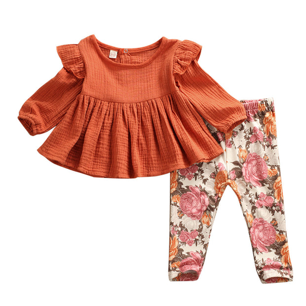 Burgendy Rose & Tope Floral Set 12M-5T BABY VIBES & CO.