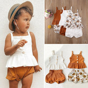 Frilly Floral & High Waisted Shorts Set 18M-5T BABY VIBES & CO.