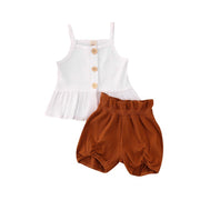 Frilly Floral & High Waisted Shorts Set 18M-5T BABY VIBES & CO.