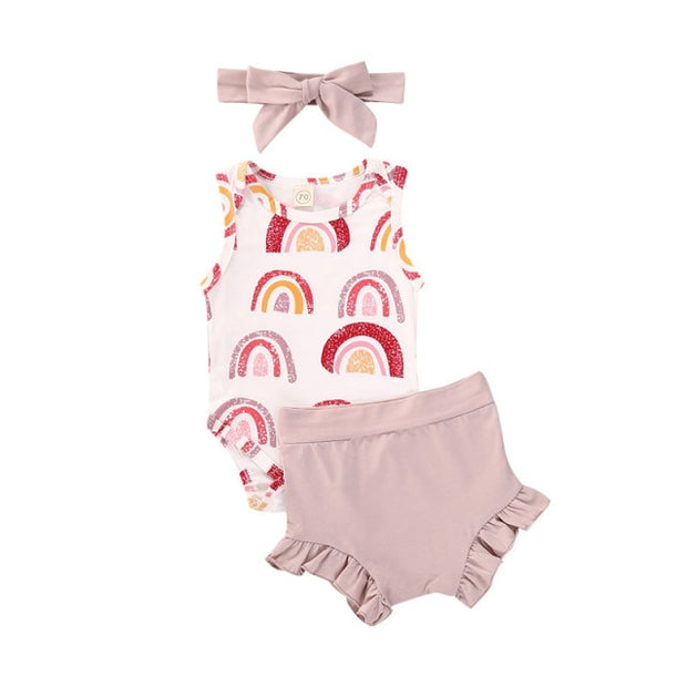 Baby Girl Ruffle Short Set 3-PIECE SET BABY VIBES & CO.