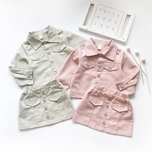 Girls Denim Jacket & Skirt Set BABY VIBES & CO.