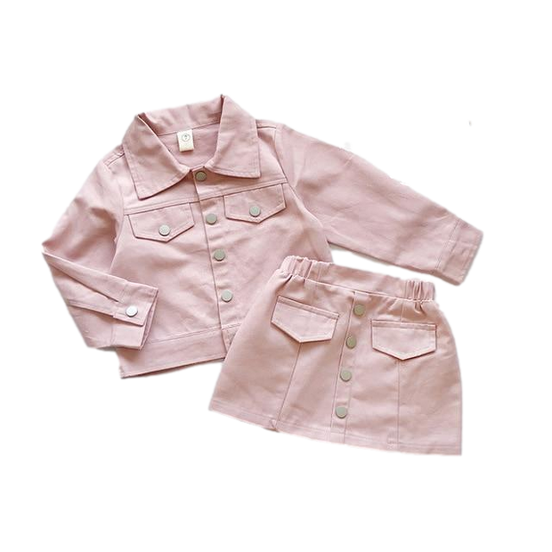 Girls Denim Jacket & Skirt Set BABY VIBES & CO.