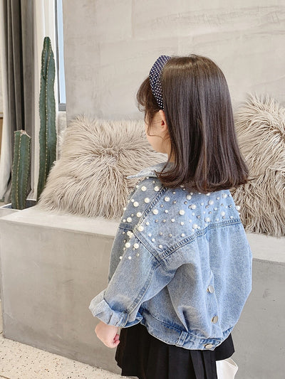Pearl Beaded Denim Jacket 18M-6T BABY VIBES & CO.