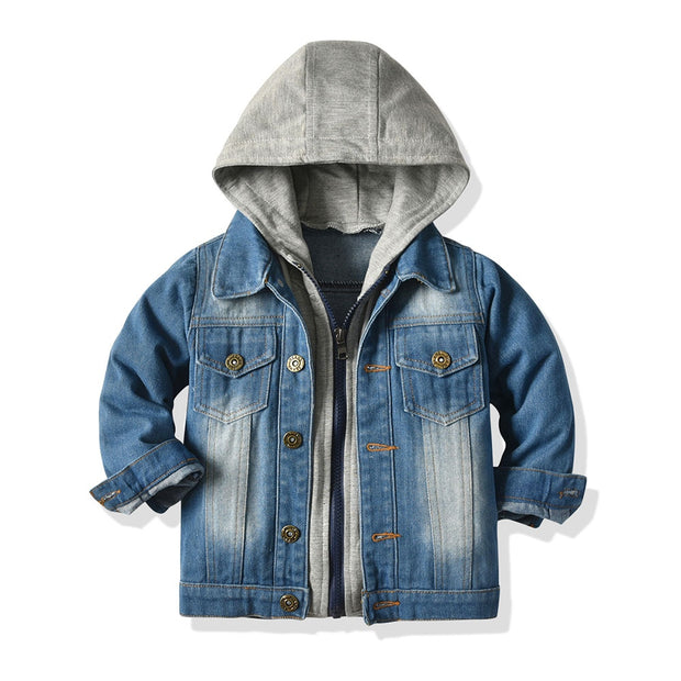 2 Layer Distressed Denim Hooded Jackets 6M-5T BABY VIBES & CO.