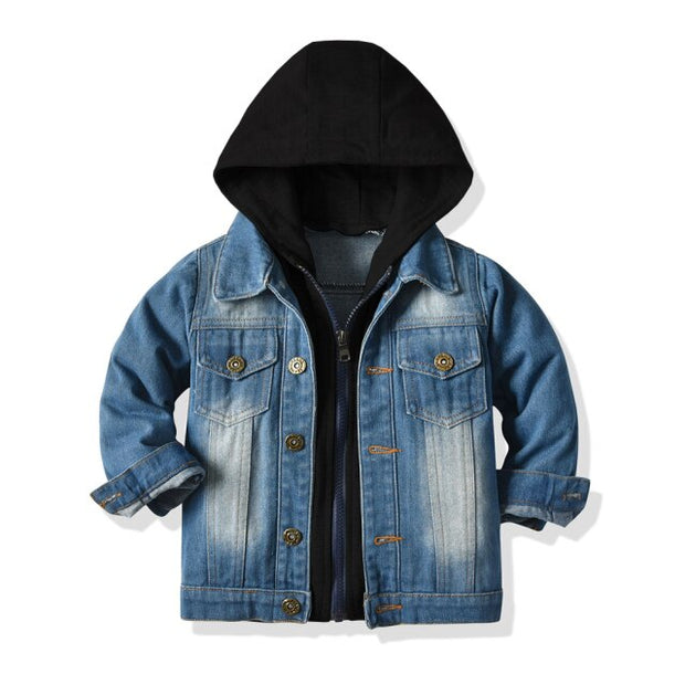 2 Layer Distressed Denim Hooded Jackets 6M-5T BABY VIBES & CO.