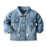 2 Layer Distressed Denim Hooded Jackets 6M-5T BABY VIBES & CO.