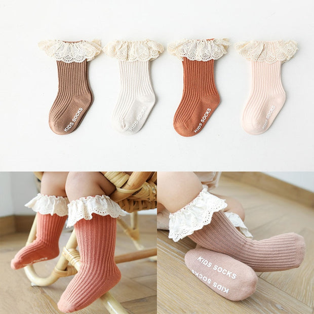 Frill & Lace Knee High Socks 0-3Y BABY VIBES & CO.