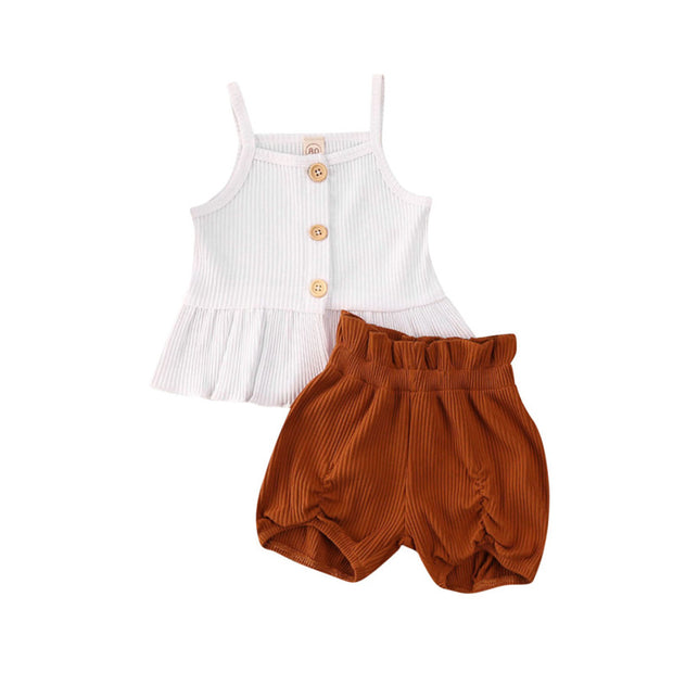 Frilly Floral & High Waisted Shorts Set 18M-5T BABY VIBES & CO.