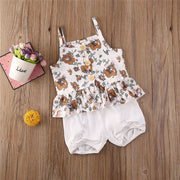 Frilly Floral & High Waisted Shorts Set 18M-5T BABY VIBES & CO.