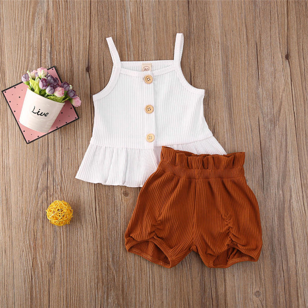 Frilly Floral & High Waisted Shorts Set 18M-5T BABY VIBES & CO.