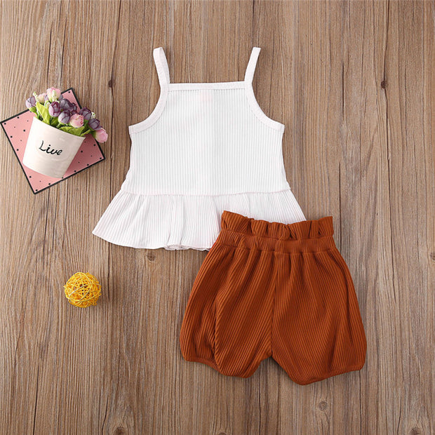 Frilly Floral & High Waisted Shorts Set 18M-5T BABY VIBES & CO.