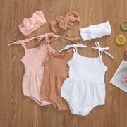 Sleeveless Strap Bodysuits +Headband Set 0-24M BABY VIBES & CO.