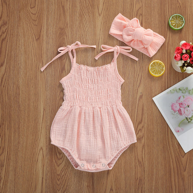 Sleeveless Strap Bodysuits +Headband Set 0-24M BABY VIBES & CO.