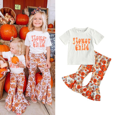 Fall Flower Child Flare 2PC Set 2-7Y BABY VIBES & CO.