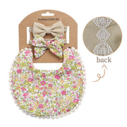 3PC BOHO FLORAL DOUBLE SIDED BIB & BOWS SET BABY VIBES & CO.