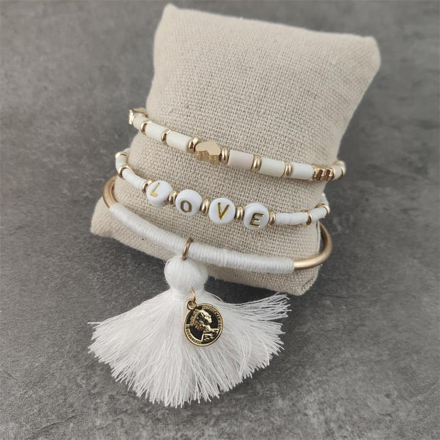 Boho White Charm & Gold Strand Bracelets BABY VIBES & CO.