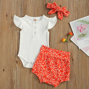 0-24M Baby Girls Summer 3pcs Floral High Waist Shorts + Headband BABY VIBES & CO.