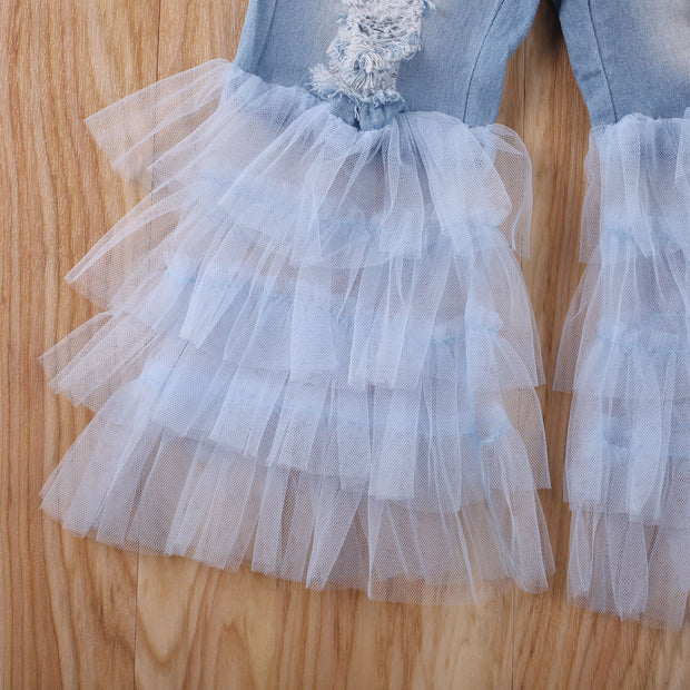 Lacey White Crop Top & Frill Denim Flares 2 PC Set 2T-6T BABY VIBES & CO.