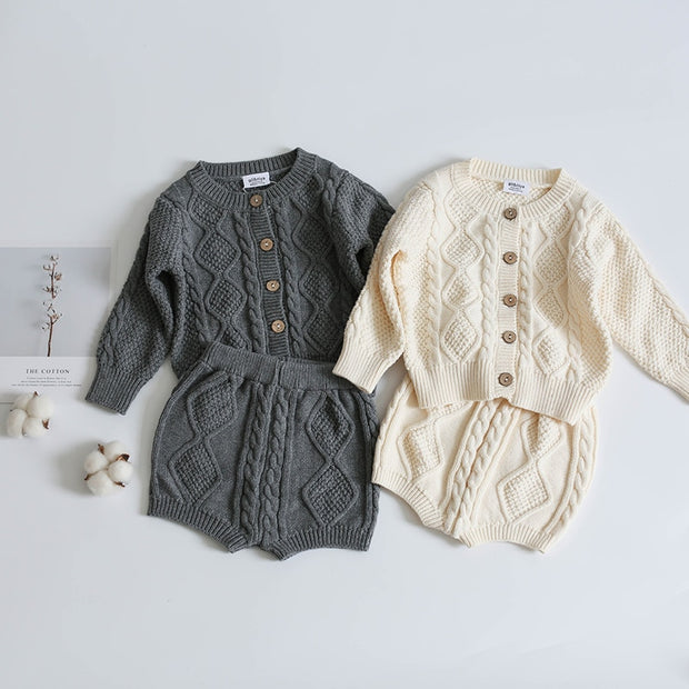 Chunky Long Sleeve Knit Cardigan + Bottoms Set BABY VIBES & CO.