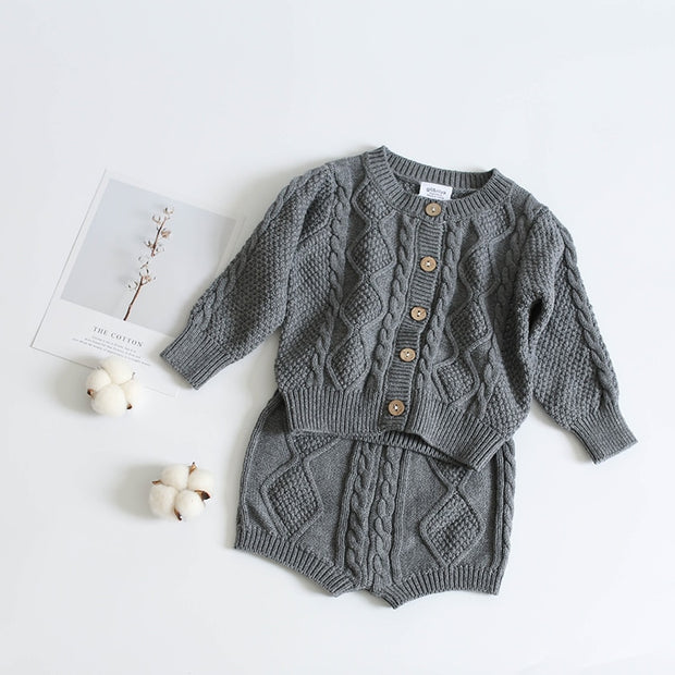 Chunky Long Sleeve Knit Cardigan + Bottoms Set BABY VIBES & CO.