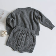 Chunky Long Sleeve Knit Cardigan + Bottoms Set BABY VIBES & CO.