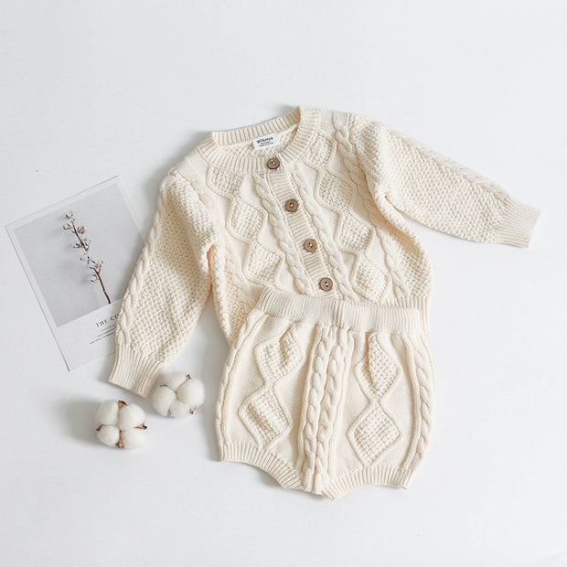 Chunky Long Sleeve Knit Cardigan + Bottoms Set BABY VIBES & CO.