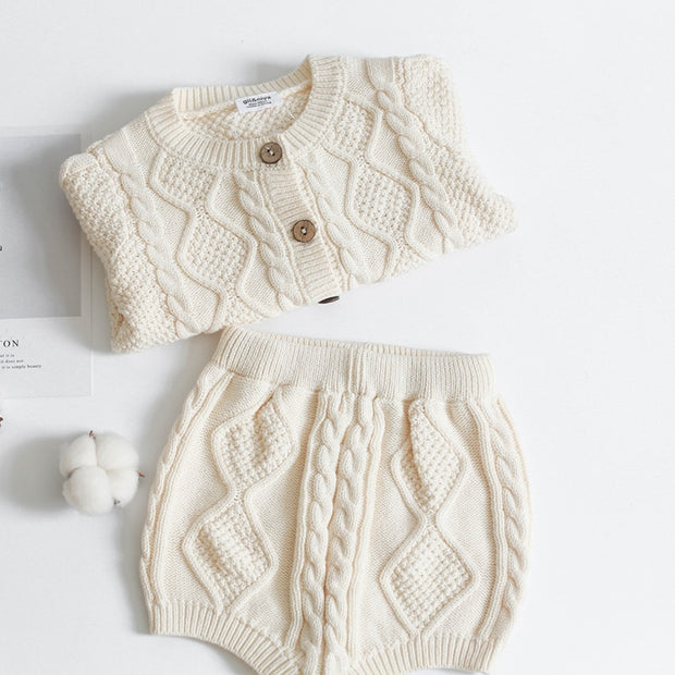 Chunky Long Sleeve Knit Cardigan + Bottoms Set BABY VIBES & CO.