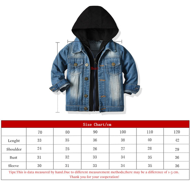 2 Layer Distressed Denim Hooded Jackets 6M-5T BABY VIBES & CO.