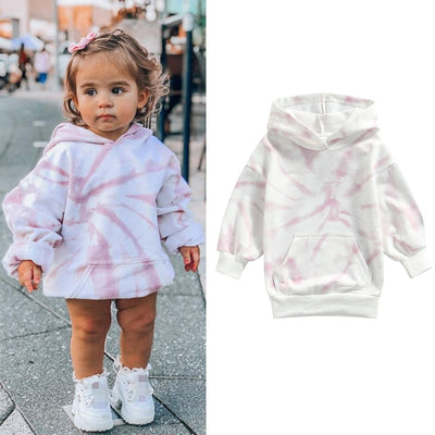 Girls Tie-Dye Printed Big Pocket Pullover Hoodie - BABY VIBES & CO.