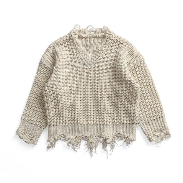 Distressed Long Sleeve Pullover 9M-5T - BABY VIBES & CO.
