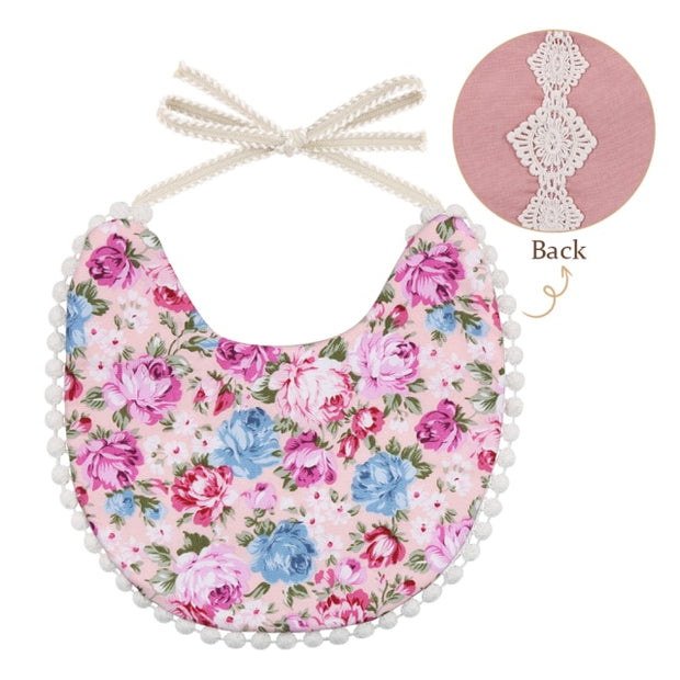 3PC BOHO FLORAL DOUBLE SIDED BIB & BOWS SET BABY VIBES & CO.