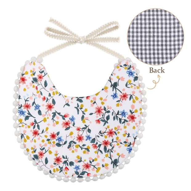 3PC BOHO FLORAL DOUBLE SIDED BIB & BOWS SET BABY VIBES & CO.