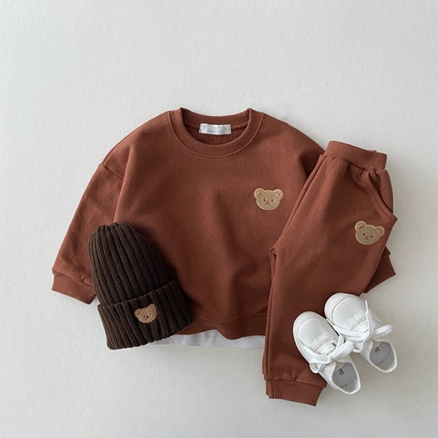 Gideon Bear Embroidered Sweatshirt + Jogger Set 9M-3T BABY VIBES & CO.