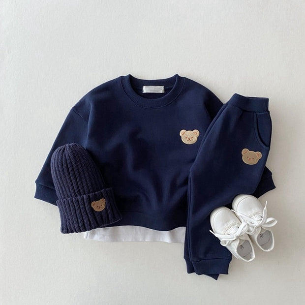 Gideon Bear Embroidered Sweatshirt + Jogger Set 9M-3T BABY VIBES & CO.